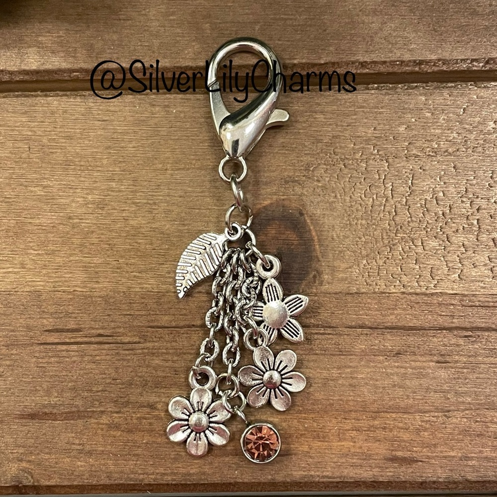 Flowers Purse Charm / Zipper Pull Charm / Planner Charm